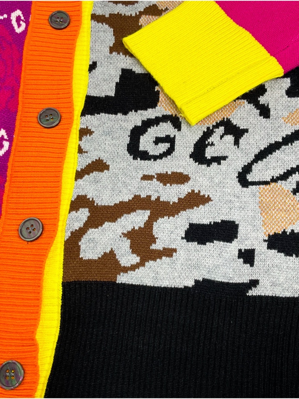 Patchwork Colourblock Cardigan Multicolour Button Front Knit - Picture 4 of 12